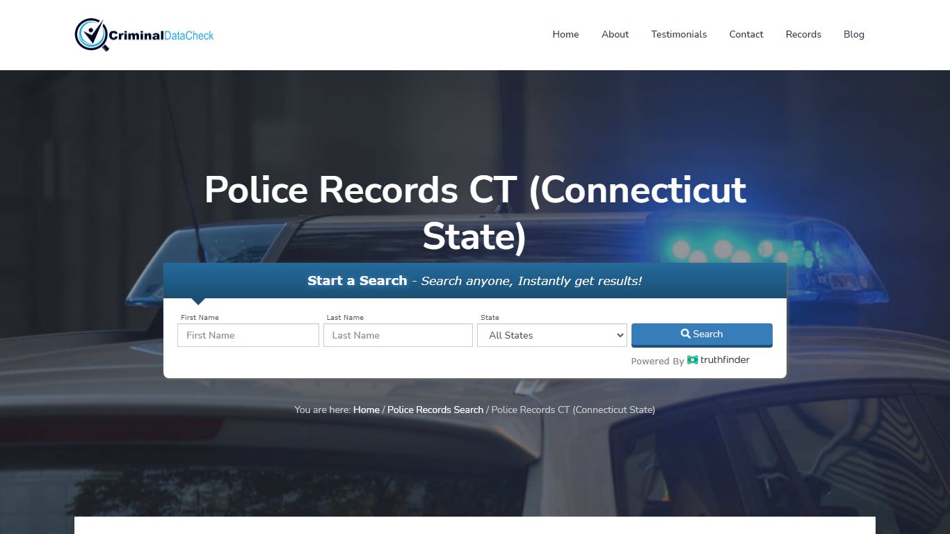 Police Records CT (Connecticut State) - Criminal Data Check